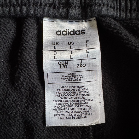 Adidas 3-Stripes Logo Joggers Black Fleece Track Sweatpants Athleisure Large - Picture 5 of 5